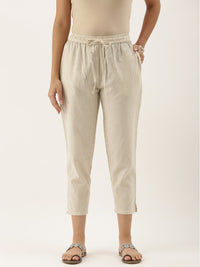 Beige & Brown Striped Pencil Pant