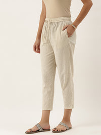 Beige & Brown Striped Pencil Pant