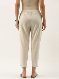 Beige & Brown Striped Pencil Pant