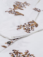White Brown Floral Printed Kurta