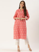 Pink  White Ethnic Motifs Printed Kurta