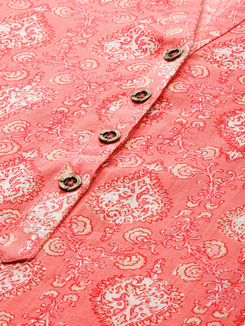 Pink  White Ethnic Motifs Printed Kurta