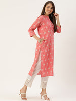 Pink  White Ethnic Motifs Printed Kurta