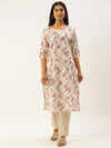 Pink Flower Printed Kurta