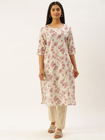Pink Flower Printed Kurta