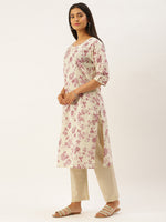Pink Flower Printed Kurta