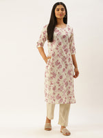 Pink Flower Printed Kurta