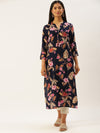 Navy Floral Printed Kurta