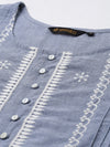Denim Chikankari Embroidery Kurta