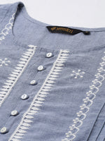 Denim Chikankari Embroidery Kurta