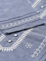 Denim Chikankari Embroidery Kurta