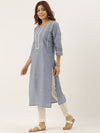 Denim Chikankari Embroidery Kurta