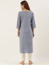Denim Chikankari Embroidery Kurta