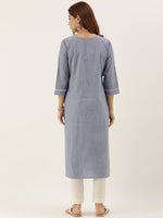 Denim Chikankari Embroidery Kurta