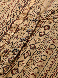 Beige  Maroon Ethnic Motifs Foil Printed Kurta