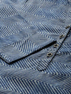Navy Blue  White Chevron Printed Indigo Kurta