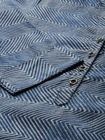Navy Blue  White Chevron Printed Indigo Kurta