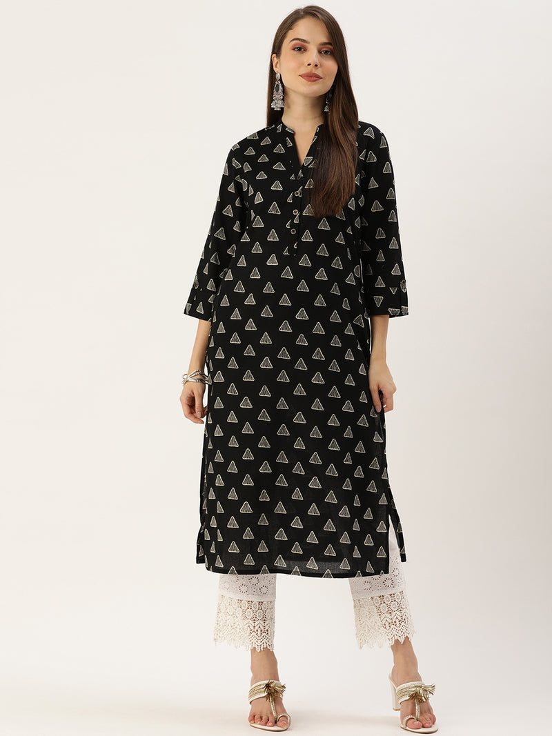 Black Triangle Printed Kurta
