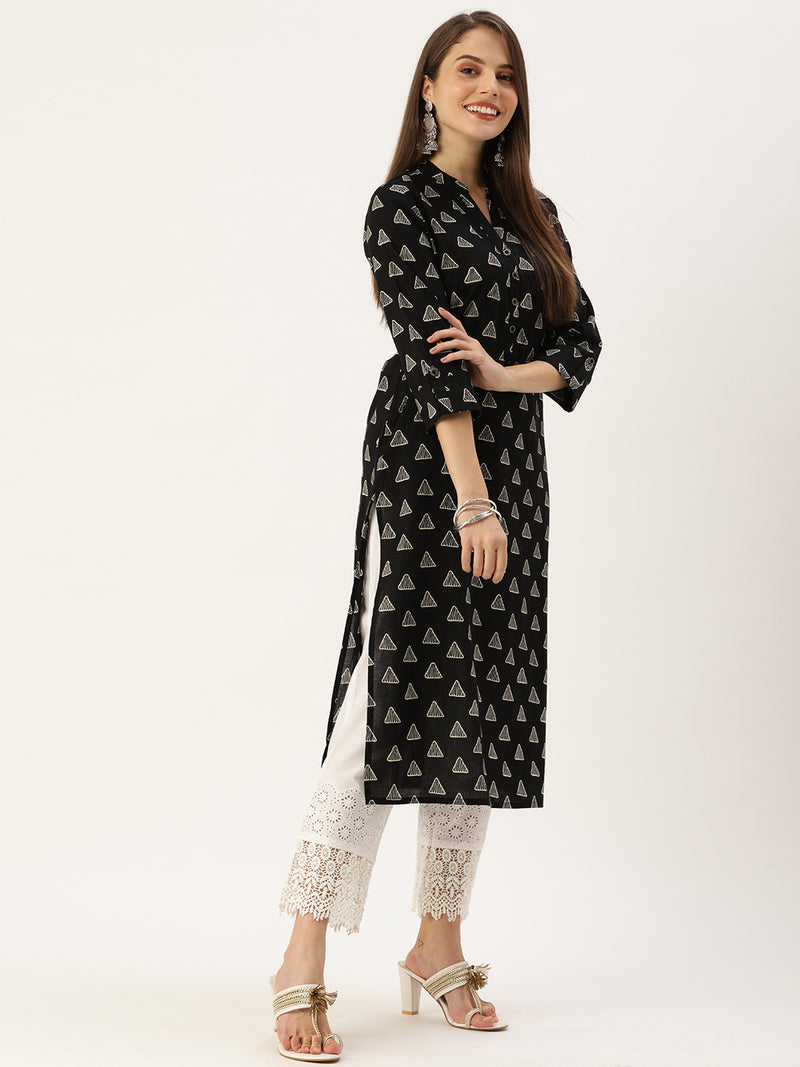 Black Triangle Printed Kurta