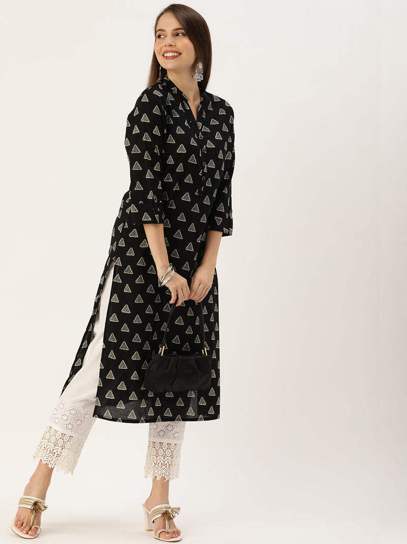 Black Triangle Printed Kurta