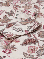 Beige  Maroon Floral Printed Kurta