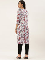 White Pink Floral Printed Kurta