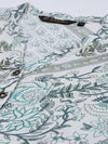 White & Blue Floral Printed Kurta