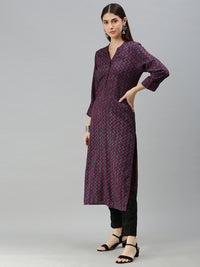 Maroon & Grey Chevron Printed Kurta