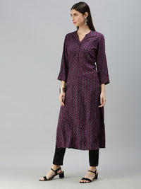 Maroon & Grey Chevron Printed Kurta