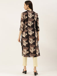 Brown Floral Printed Kurta