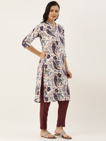 White Ethnic Motifs Printed Kurta