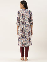 White Ethnic Motifs Printed Kurta