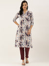 White Ethnic Motifs Printed Kurta