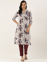 White Ethnic Motifs Printed Kurta