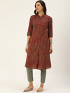 Maroon & Navy Blue Striped Kurta