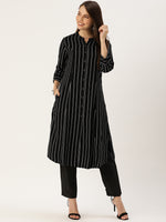 Black & White Striped Kurta
