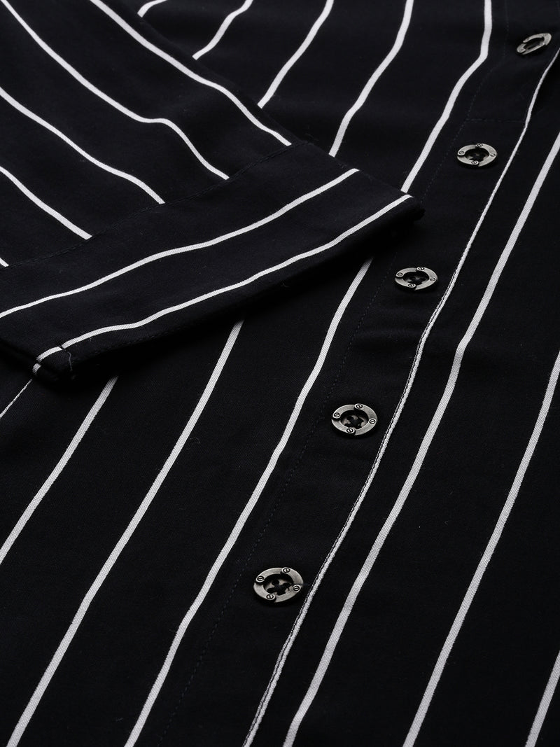 Black & White Striped Kurta