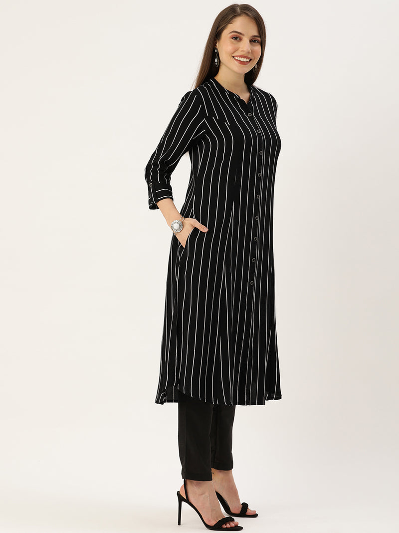 Black & White Striped Kurta