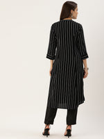 Black & White Striped Kurta