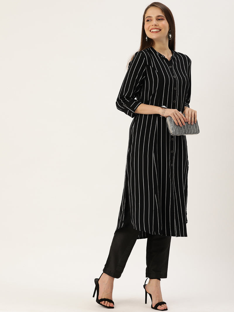 Black & White Striped Kurta