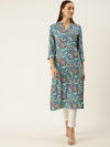 Blue Floral Printed Kurta