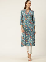 Blue Floral Printed Kurta