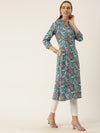 Blue Floral Printed Kurta