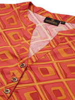 Orange Geometric Printed Kurta