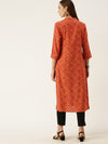 Orange Geometric Printed Kurta