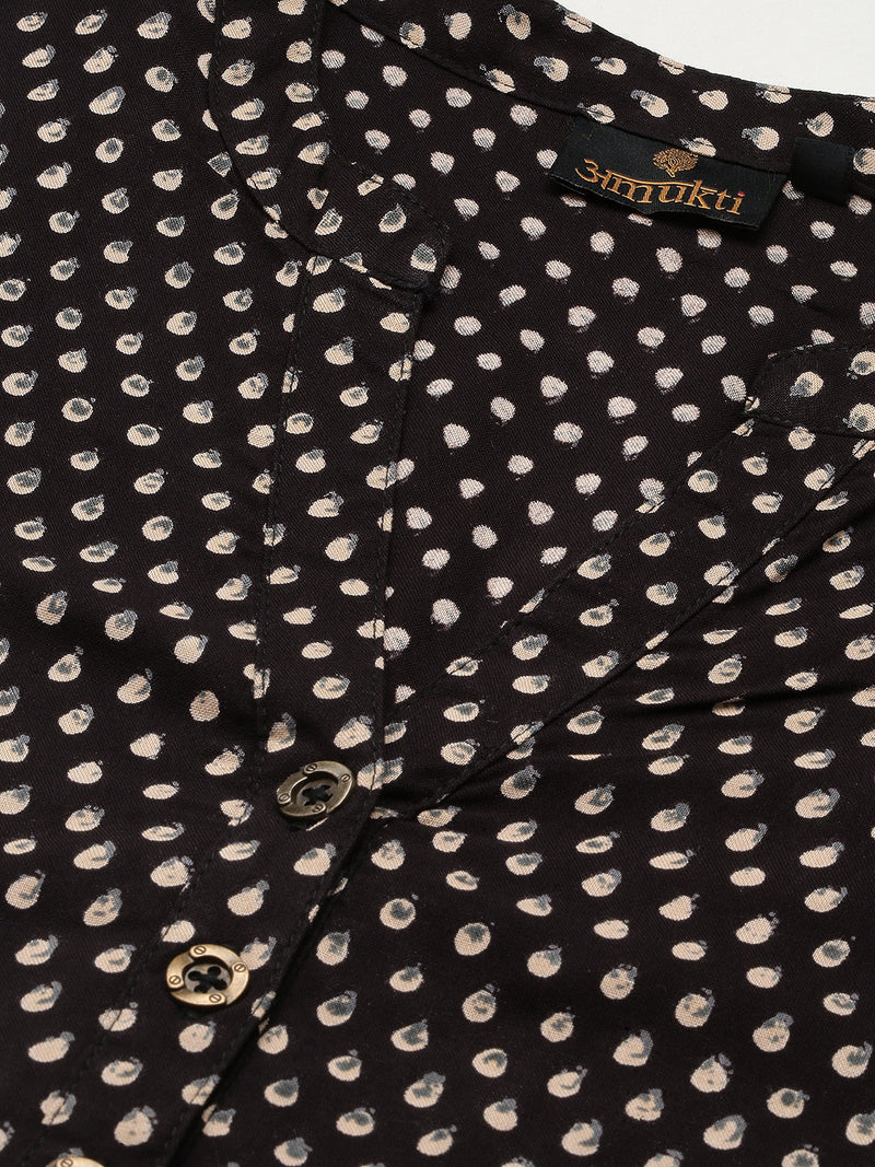 Black Printed Kurta