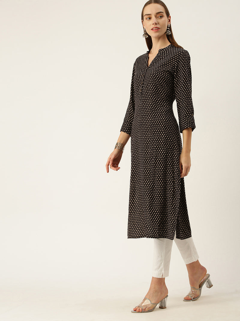 Black Printed Kurta
