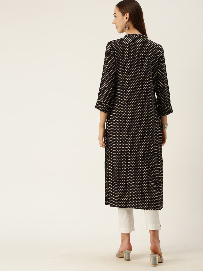Black Printed Kurta