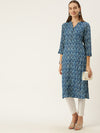 Blue Ethnic Motifs Printed Kurta
