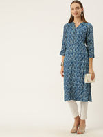Blue Ethnic Motifs Printed Kurta